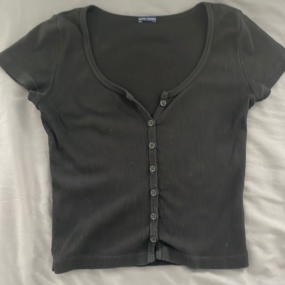 Black Brandy Melville short sleeve button shirt